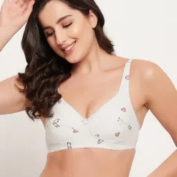 Clovia Off White Printed Non-padded Bra-22