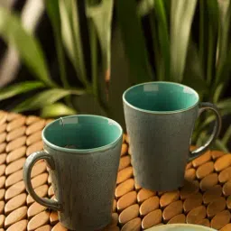 ExclusiveLane 'Blues Of Sky' Studio Pottery Glazed Coffee Mugs In Ceramic (Set Of 2)-34
