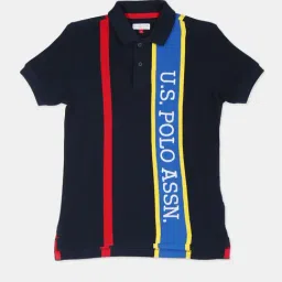 U.S. Polo Assn. Boys Navy Striped Polo T-Shirt-picture-49