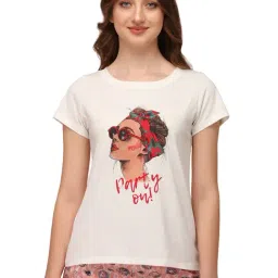 Soie Off White Printed T-Shirt-12