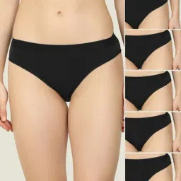 AROUSY Black Cotton Hipster Panties - Pack Of 6-image-41