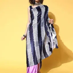Blissta Purple Printed Saree With Unstitched Blouse-picture-20