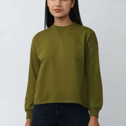 Van Heusen Olive Green Cotton Sweatshirt-image-13