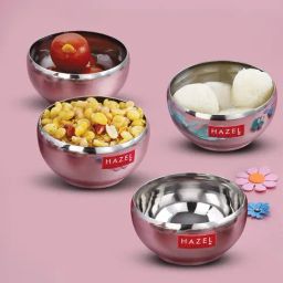 HAZEL Silver Stainless Steel Bowl for Dessert - Set of 4 (300ml)-image-81