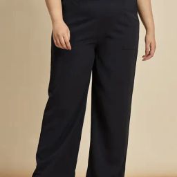 FEMMELLA Navy Blue Regular Fit Solid Trousers-image-49