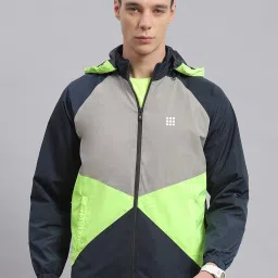 Rock.it Navy Regular Fit Colour Block Hooded Jacket image 1
