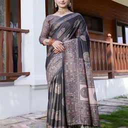 K 5 Fashion Floral Pure Crepe Saree-image-22