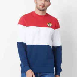 Giordano Salsa Red Regular Fit Colour Block Sweatshirt image 1