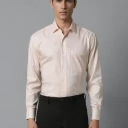 Louis Philippe Peach Cotton Regular Fit Texture Shirt-image-14