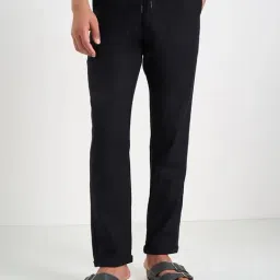 Indus Route By Pantaloons Black Cotton Regular Fit Trackpants-image-48