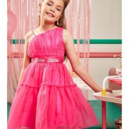 Tiny Girl Hot Pink Barbie Printed Dress-image-28