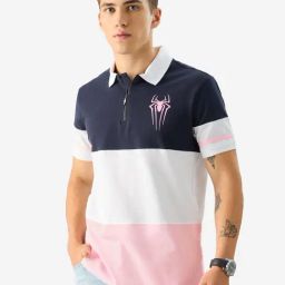 The Souled Store Spider-Man:Logo Multicolor Regular Fit Polo T-Shirt-image-2