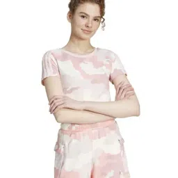 ADIDAS Pink Cotton Printed Sports T-Shirt-picture-26