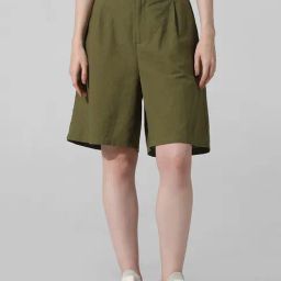 Only Olive Cotton Regular Fit Shorts-image-50
