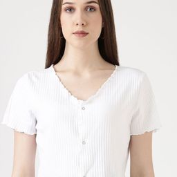 FILMODE V-Neck Cotton Regular Crop Top-image-0