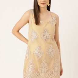 Simaaya Floral Embroidered Net Bodycon Dress-image-10