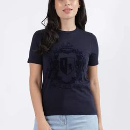 Iconic Deep Navy Cotton Printed T-Shirt-picture-12