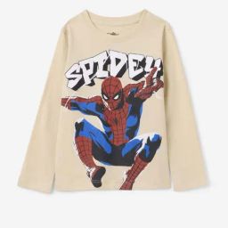The Souled Store Boys Beige Cotton Character Based Full Sleeves Spiderman T-Shirt-17