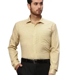 Park Avenue Yellow Slim Fit Check Shirt-picture-18
