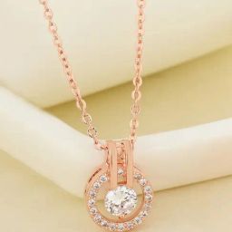 Peora Rose Gold-Plated Cubic Zirconia Studded Pendant Chain Necklace-image-21