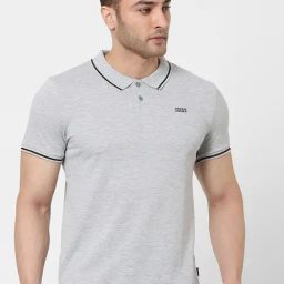 Jack & Jones Grey Cotton Regular Fit Solid Polo T-Shirt-image-31