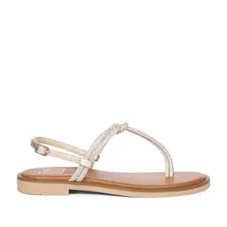 ViviBlu Women's Champagne T-Strap Sandals-picture-31