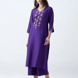 Utsa by Westside Purple Zari Embroidered Straight Kurta-picture-6