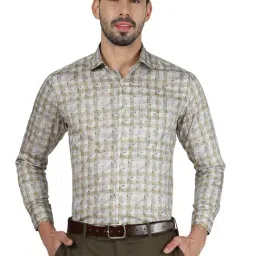 Metal Beige Cotton Slim Fit Printed Shirt-picture-33
