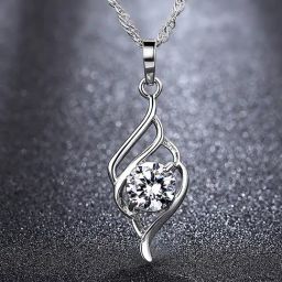 Peora Silver-Plated Cubic Zirconia Studded Pendant Chain Necklace-image-42