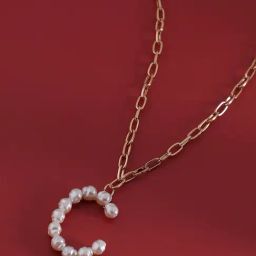SOHI White Pearl C Alphabet Necklace-17