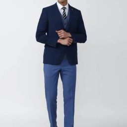 Van Heusen Navy Blue Slim Fit Four Piece Suit-image-80