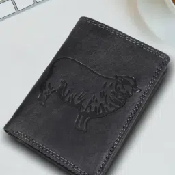 SASSORA Black ARLO Textured Small Leather Bi-Fold Wallet-18