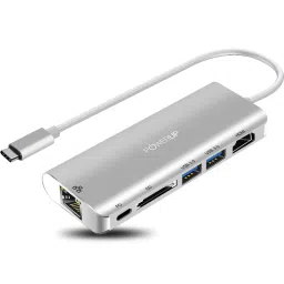 Powerup Elite Plus 6 in 1 Multi-Port Adapter for Macbook Pro (Silver) image 1