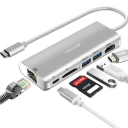 Powerup Elite Plus 6 in 1 Multi-Port Adapter for Macbook Pro (Silver) image 2