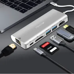 Powerup Elite Plus 6 in 1 Multi-Port Adapter for Macbook Pro (Silver) image 4