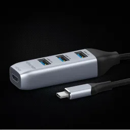 Powerup Mini Splitter USB C HUB 4 in 1 (3 USB C to HDMI Adapter) (Gunmetal) image 5