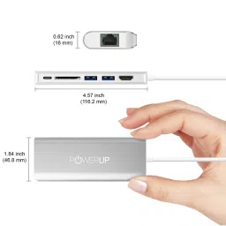 Powerup Elite Plus 6 in 1 Multi-Port Adapter for Macbook Pro (Silver) image 5