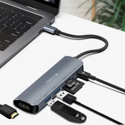 Powerup Elite NEO 6 in 1 Multi-Port Hub Adapter for MacBook Pro (Gunmetal) image 3