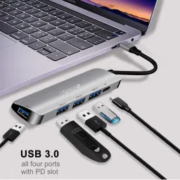 Powerup Elite Micro 5 in 1 Multi-Port Hub Adapter for MacBook Pro (Silver) image 5
