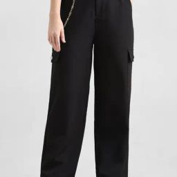 Only Black Relaxed Fit High Rise Cargo Pants-image-93