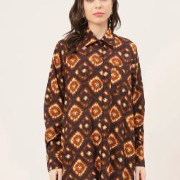 Moomaya Brown Printed Shirt-image-56