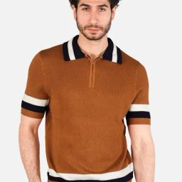 Botabochi Rust Cotton Regular fit Textured Polo T-Shirt-19