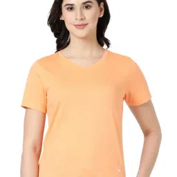 BLOSSOM Women's 100% Knitted Cotton T-Shirt Featuring V Neck, Short Sleeve Loungewear_V- Neck Tee-image-92
