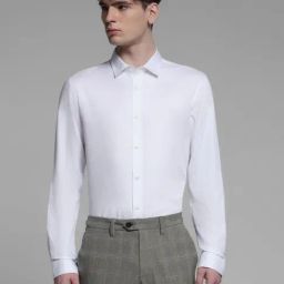 Jack & Jones White Cotton Slim Fit Printed Shirt-image-95