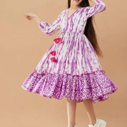 Pspeaches Girls Purple Cotton Regular Fit Printed Dress-picture-19