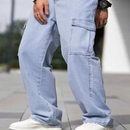Playfeel Men Relaxed Straight Leg Mid Rise Cotton Cargos Trousers-image-65