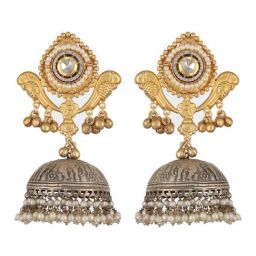 Saraf RS Jewellery Oxidised Statement Brass Earrings for Women-image-106
