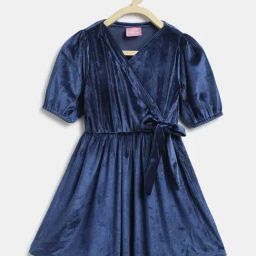 Tales & Stories Kids Navy Flared Fit Dress-picture-42