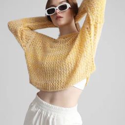 Only Yellow Self Design Pullover-28