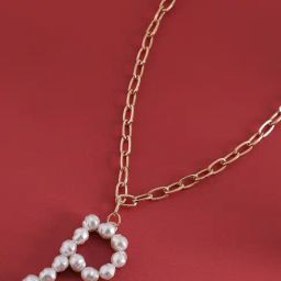 SOHI White Pearl P Alphabet Necklace-13